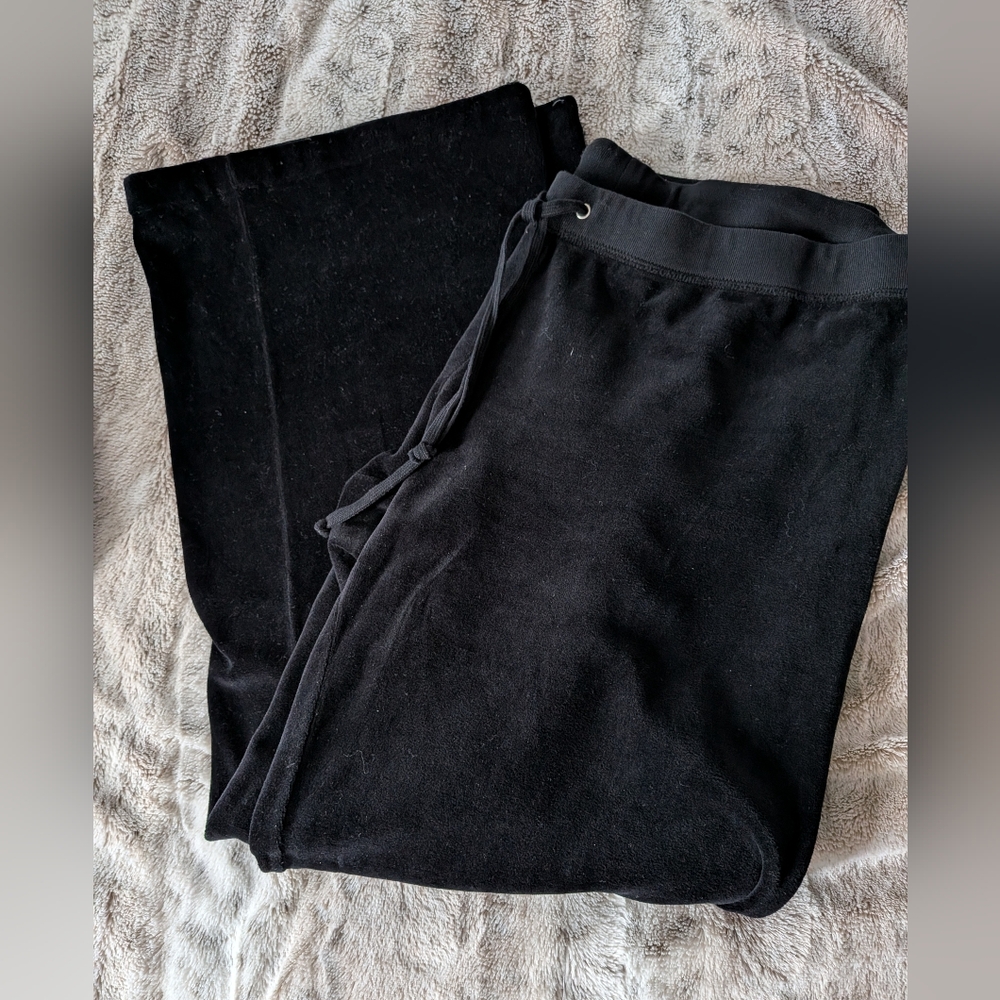 Juicy Couture Black Velour Tracksuit Set - XL - Bow Detail Y2K - Picture 7 of 9